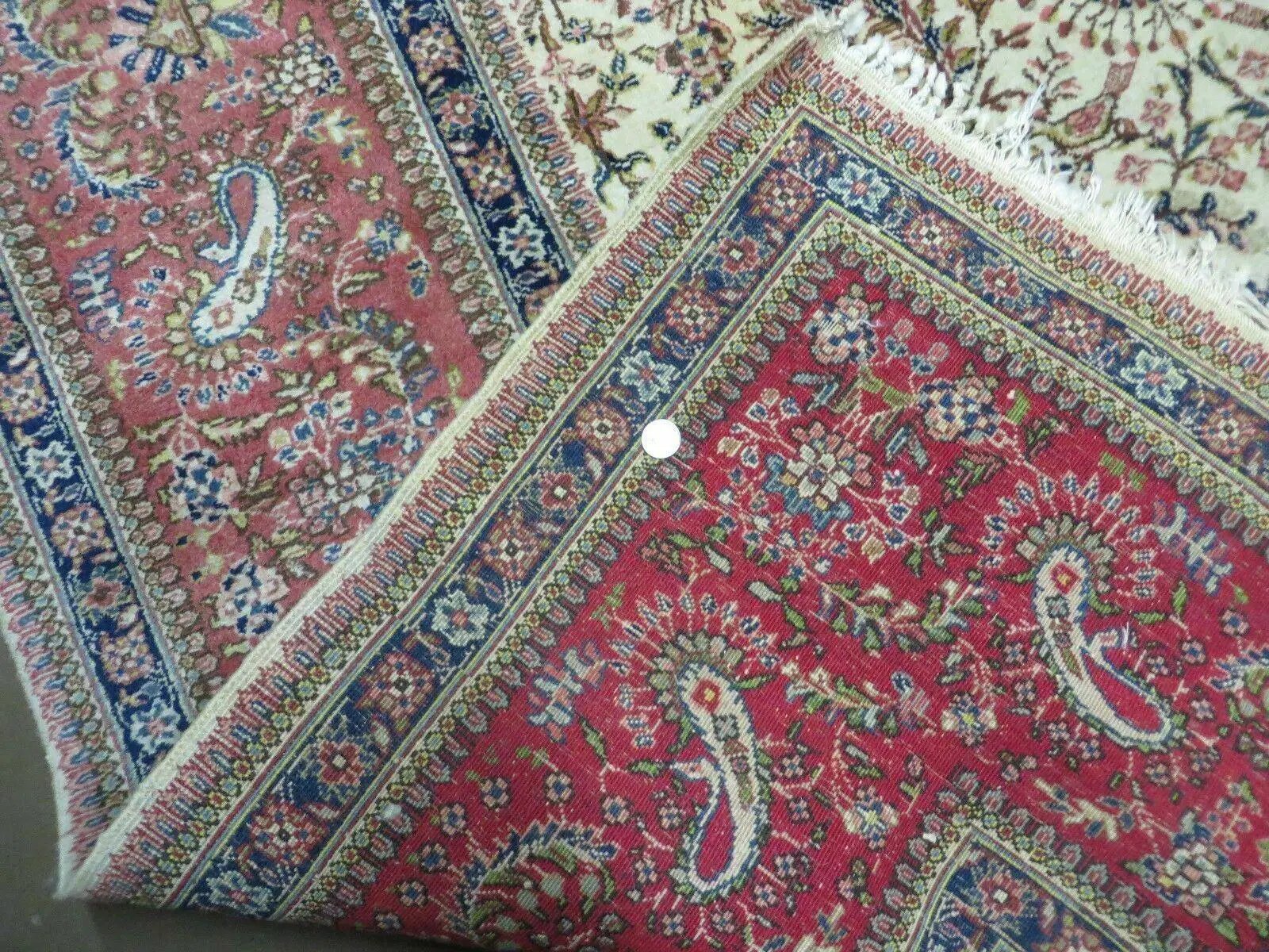 Persian Tabriz Rug 8x10, Bird Motifs Floral, Boteh Paisleys, Cream and Red, Handmade Wool Carpet by Jewel Rugs
