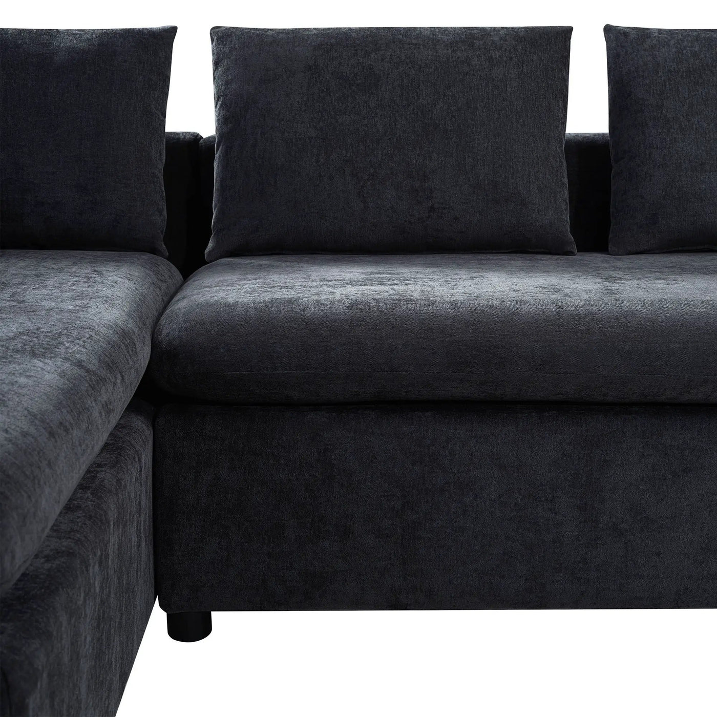 Modern L Shaped Sectional Sofa With Upholstery And Wooden Storage by HouseOfZazla