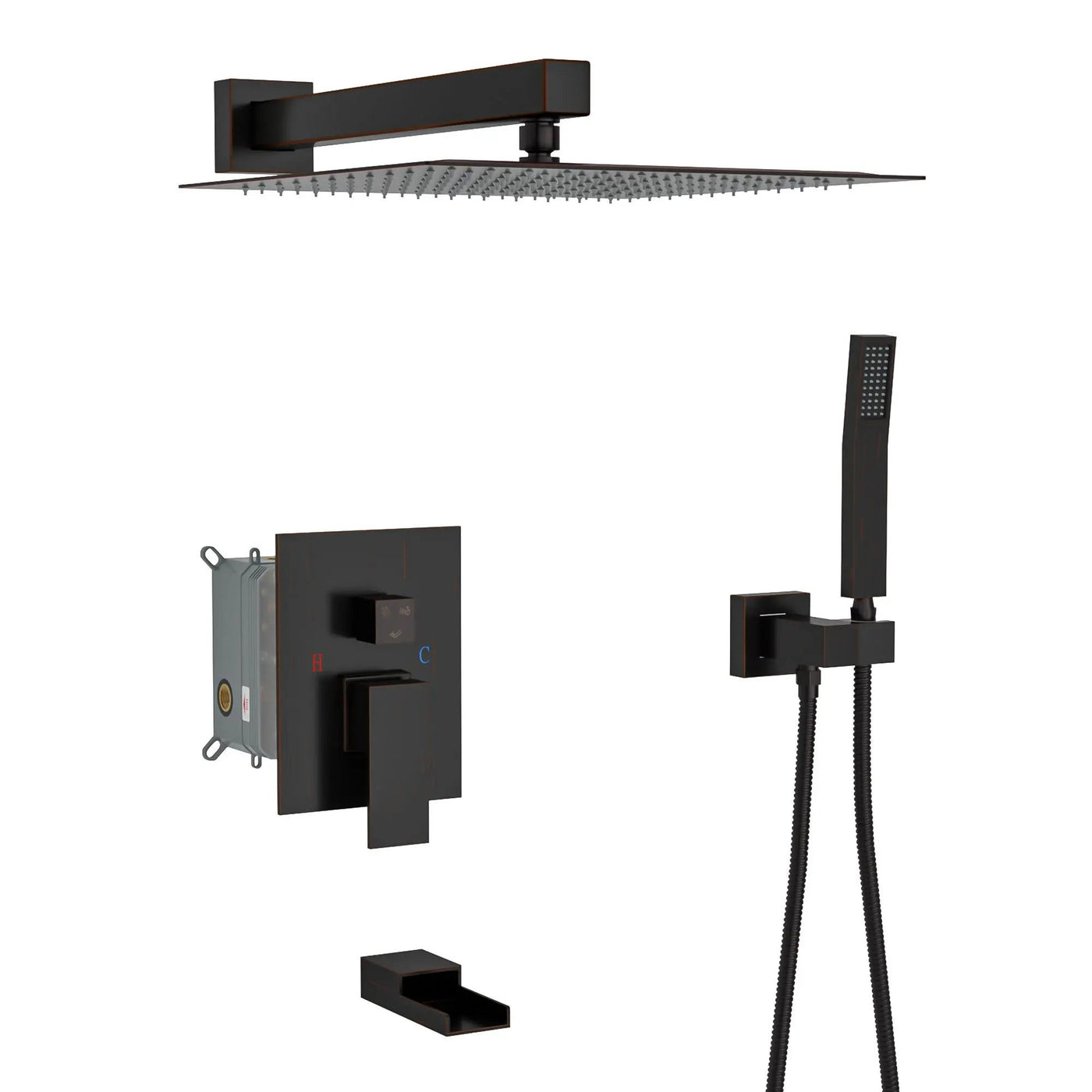 10" Wall Mounted Square Shower System With Rough In Valve by HouseOfZazla