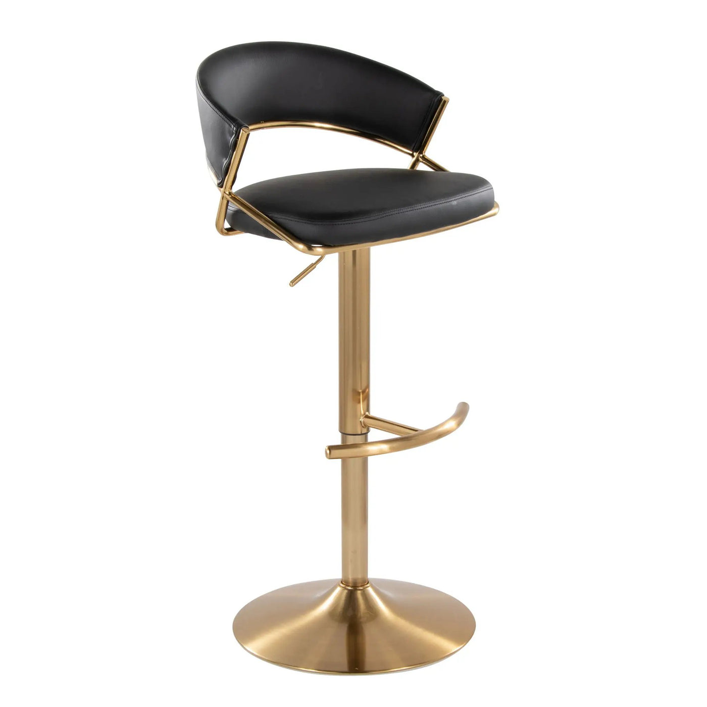 Jie - Contemporary Adjustable Barstool With Swivel With Rounded T Footrest (Set of 2) by HouseOfZazla