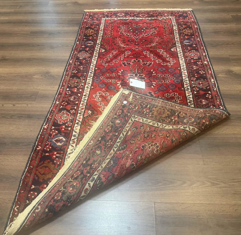 Red Persian Rug 2.6 x 6.8, Floral, Antique Per'sian Carpet, Persian Malayer Rug, Hamadan Rug by Jewel Rugs