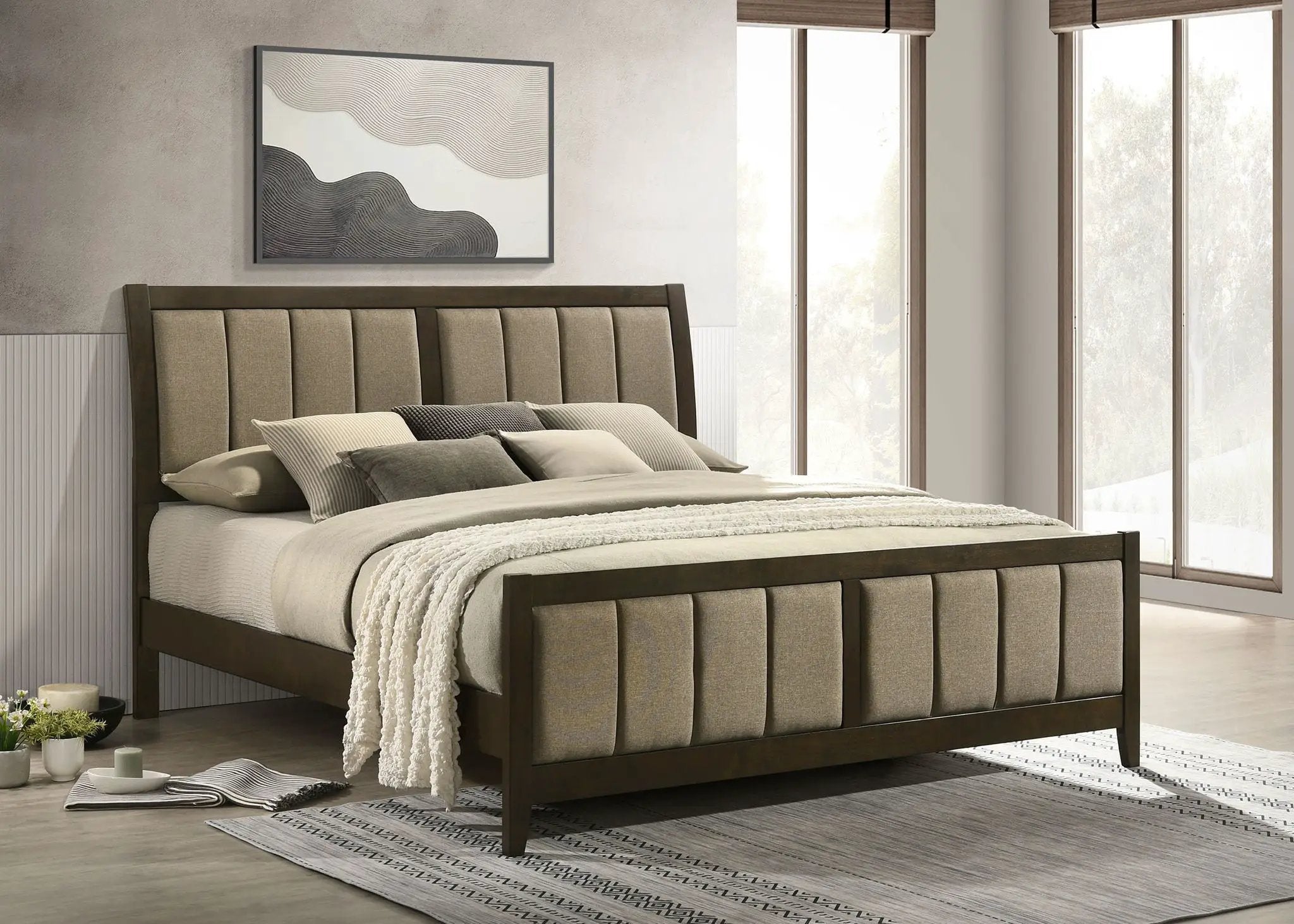 Wilkes 51-inch Upholstered Eastern King Bed Dark Cocoa by Unique Piece Furniture
