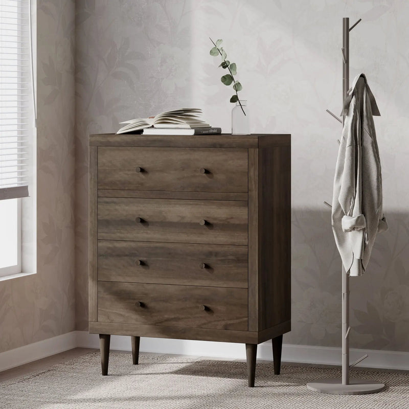 Farhart Mid Century Modern 4 Drawer Dresser - Walnut by HouseOfZazla
