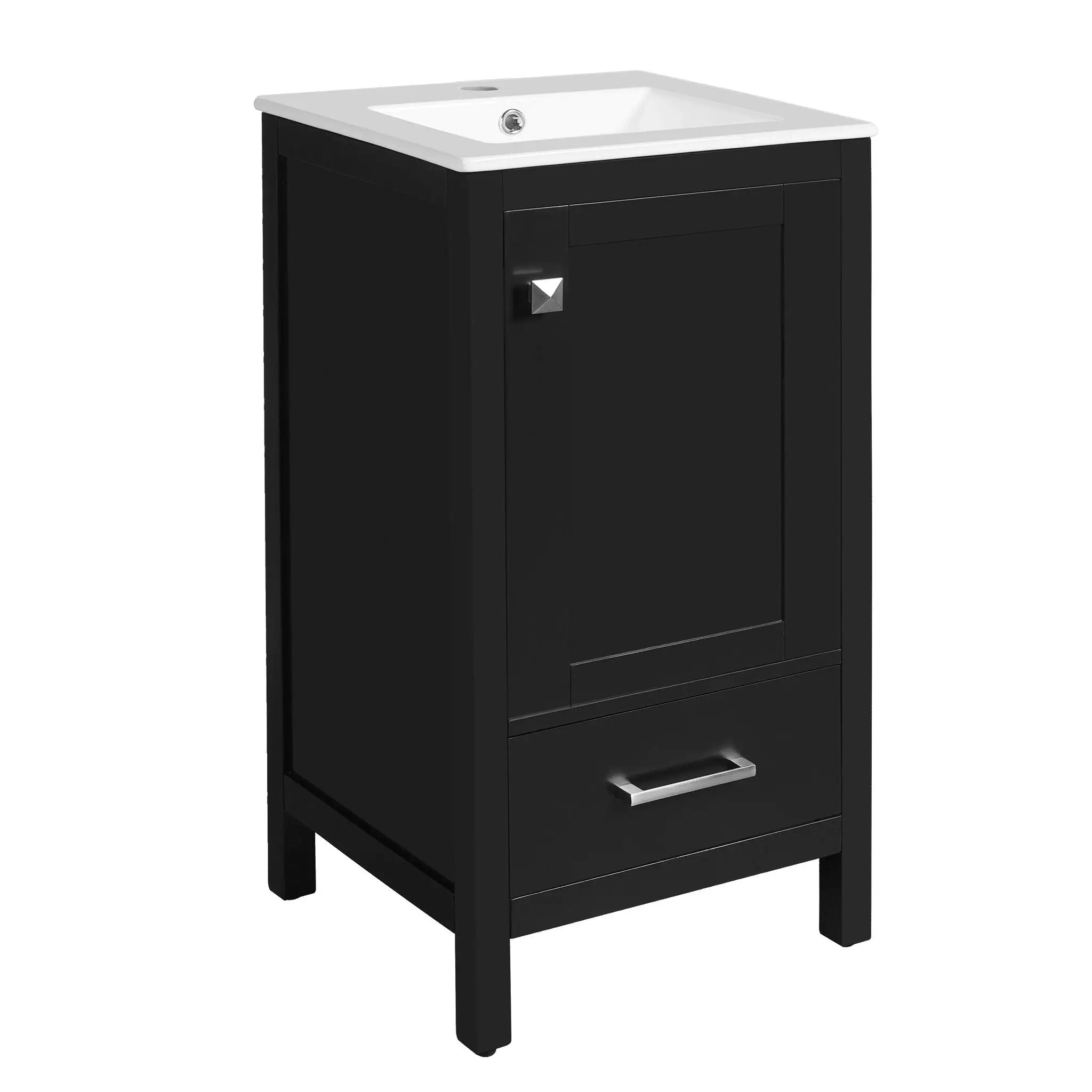 Bathroom Vanity With Ceramic Sink, Soft Close Drawers, Door Organizer, Divider Drawer, Adjustable Foot Pads by HouseOfZazla