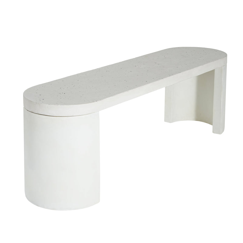 Ellis Oval 60" Concrete Outdoor Dining Bench with Terrazzo Finish - Terrazzo, photo 2 of 10