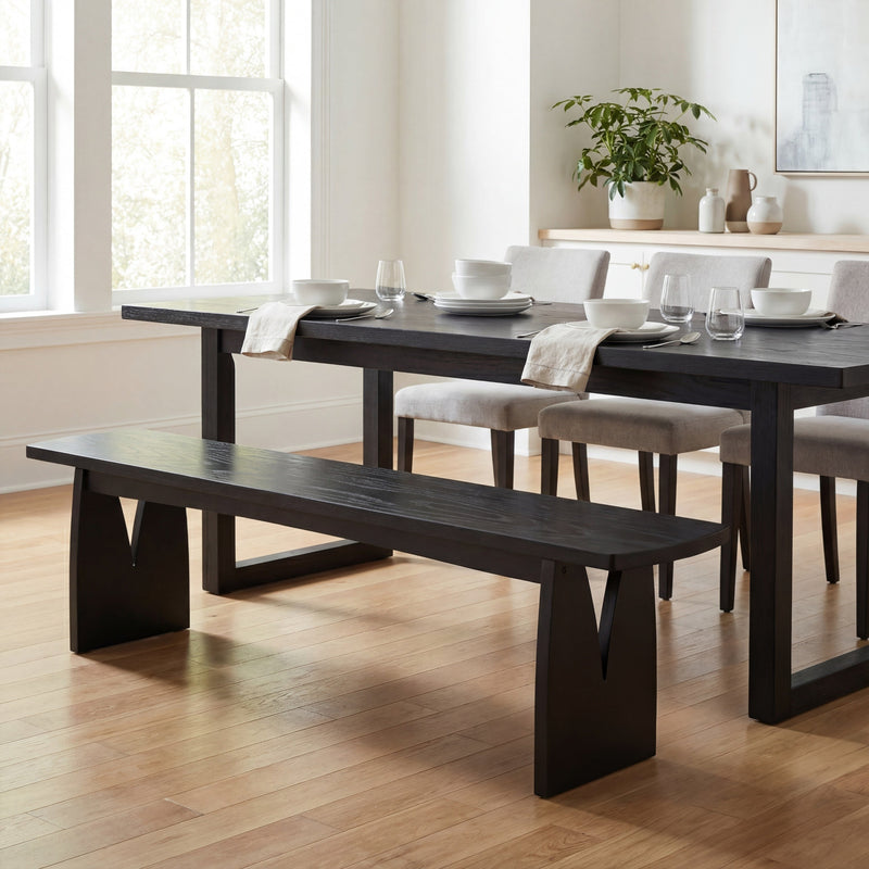 Black Modern Dining Bench, photo 2 of 10