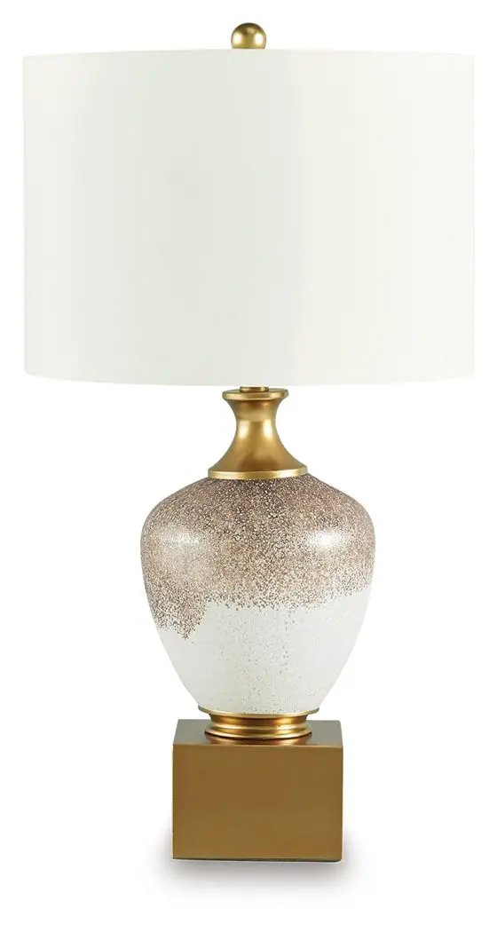 Tavisburg - Glass Table Lamp - Brown / White / Gold by Unique Piece Furniture