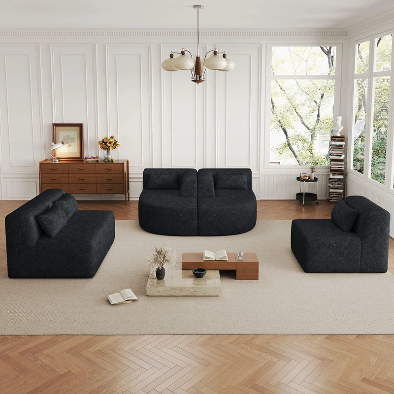 Upholstered Sofa Free Combined Sofa Couch With 2 Chaise Lounge And Five Back Pillows For Living Room by HouseOfZazla