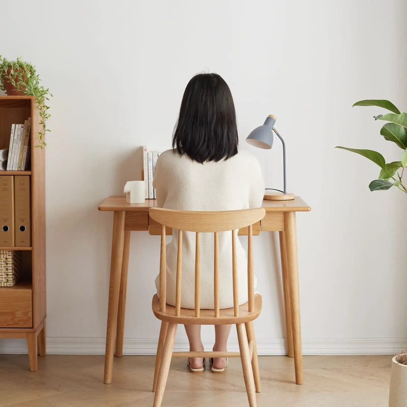 Computer Study, Work Desk Dressing Table Slim With Drawer - Oak Natural by HouseOfZazla