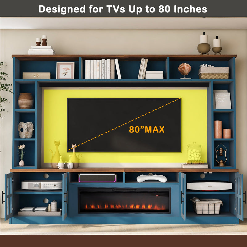 Wall Unit Entertainment Center with Electric Fireplace - Modern White, photo 7 of 10