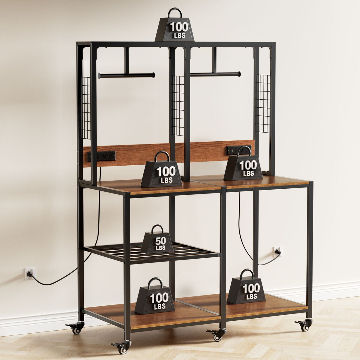 Double 3D Printer Stand with Filament Storage and Lockable Wheels - Black, photo 6 of 10