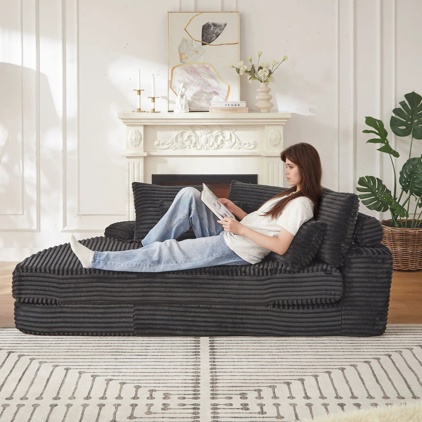 Semi Circular 2 In 1 Sofa Bed With Neck Pillow And Throw Pillows by HouseOfZazla