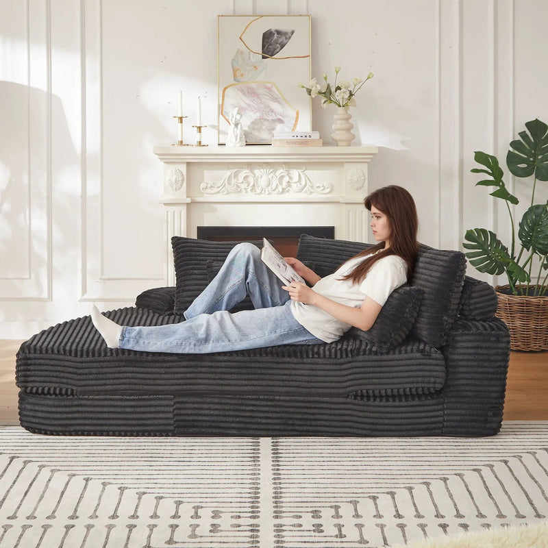 Semi Circular 2 In 1 Sofa Bed With Neck Pillow And Throw Pillows by HouseOfZazla