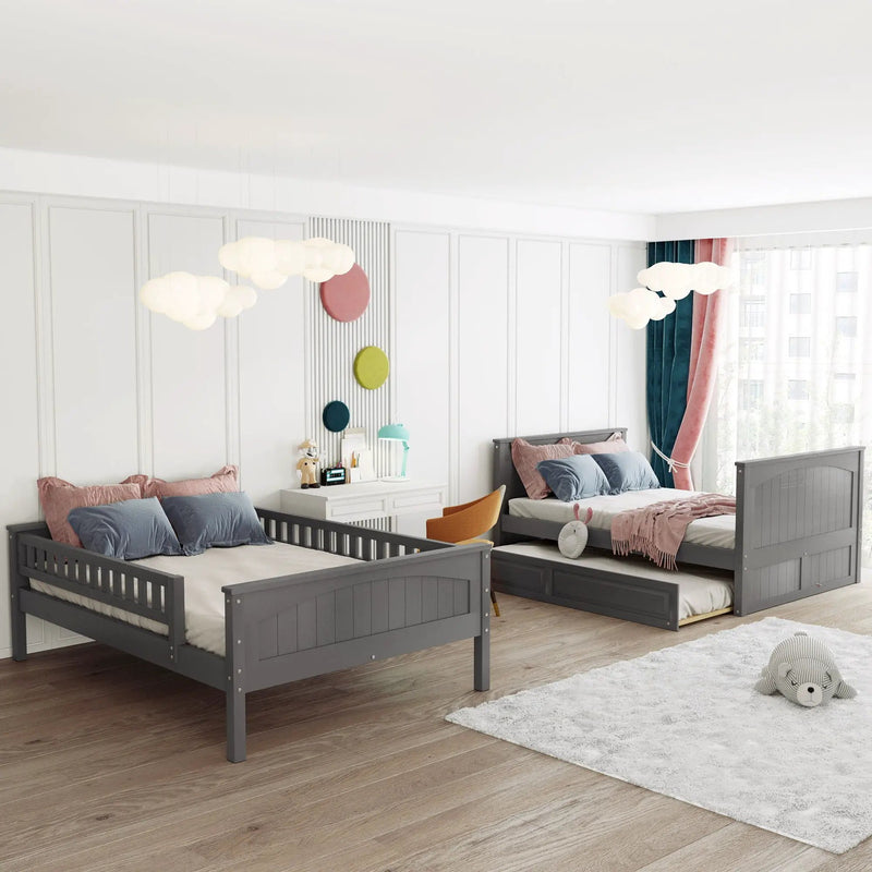 Bunk Bed With Twin Size Trundle, Guardrails by Unique Piece Furniture