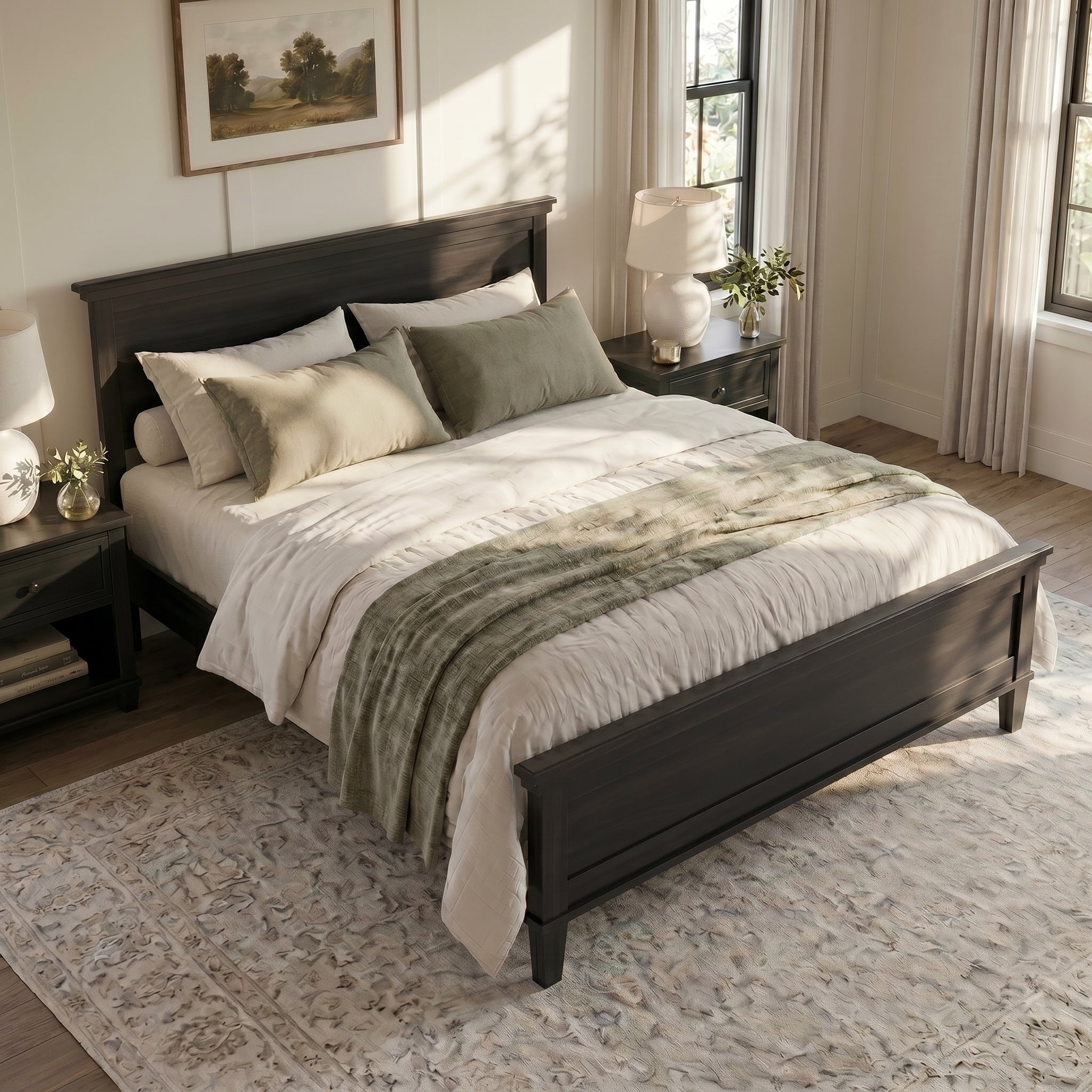 Mid-Century Modern Wood Platform Bed, Queen Size by HouseOfZazla