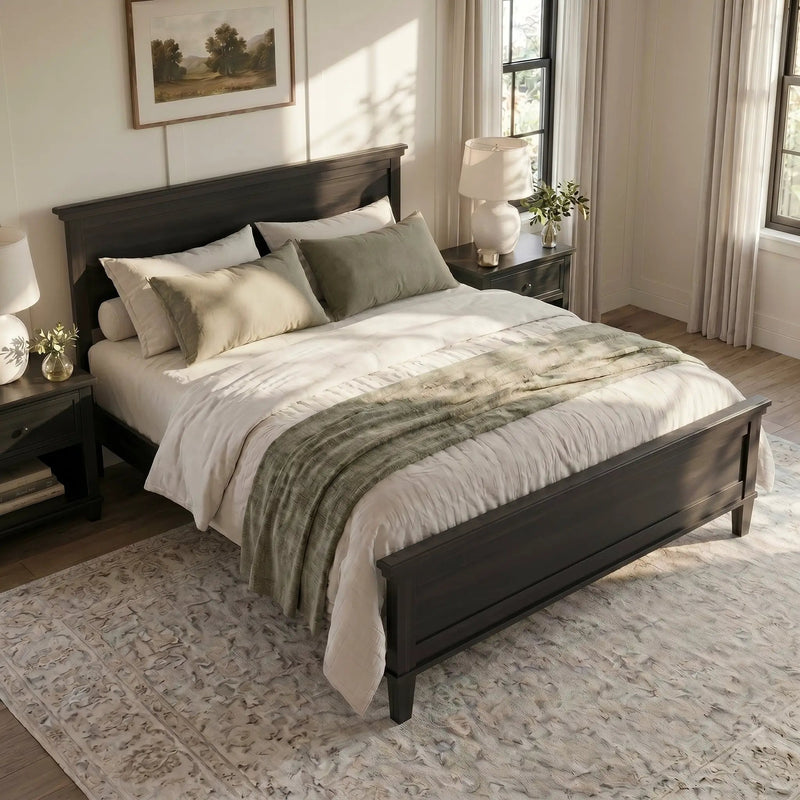 Mid-Century Modern Wood Platform Bed, Queen Size by HouseOfZazla