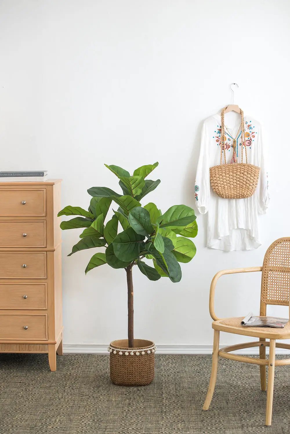 25x25x52"H Fiddle Fig Leaf Tree with 40 Leaves by HouseOfZazla