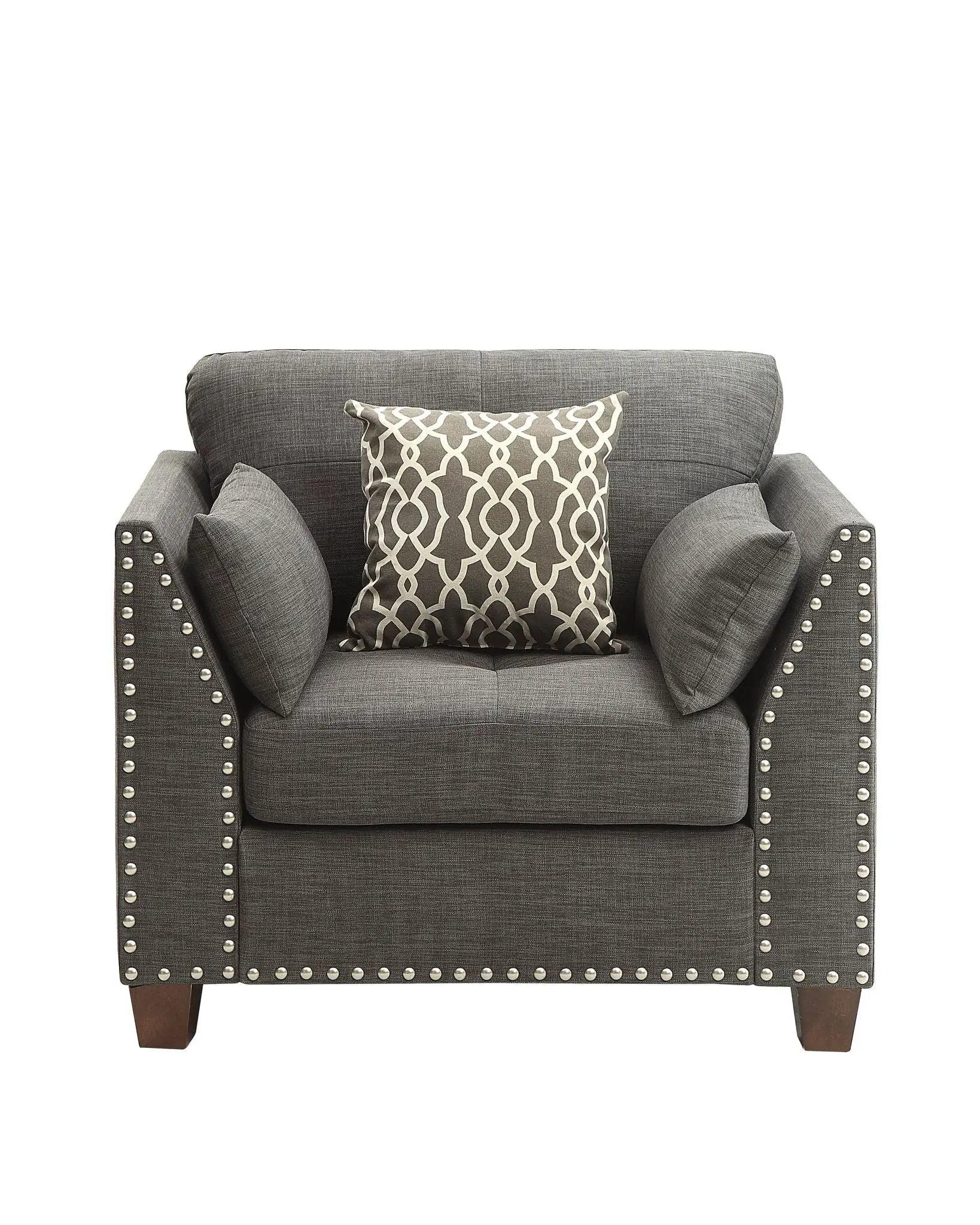 Laurissa - Chair With 3 Pillows - Light Charcoal by HouseOfZazla