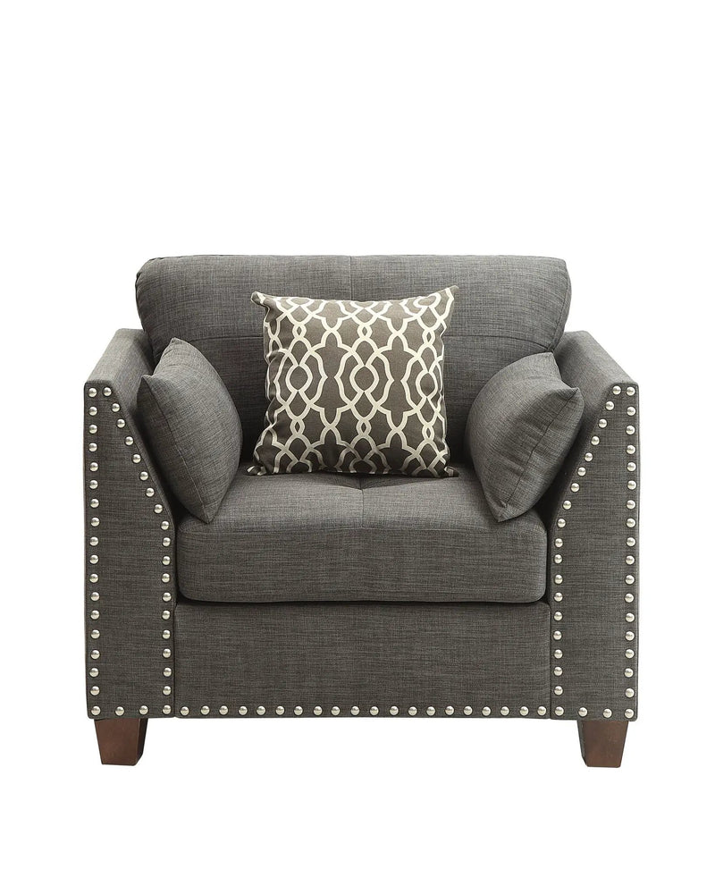 Laurissa - Chair With 3 Pillows - Light Charcoal by HouseOfZazla