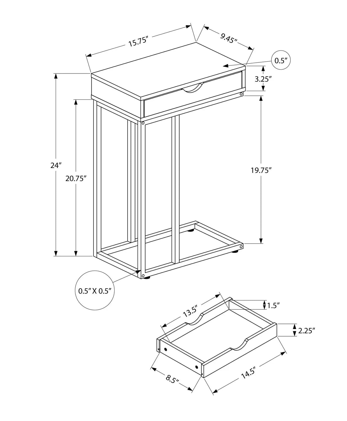 Accent Table, C-Shaped Contemporary & Modern Versatile Design by HouseOfZazla