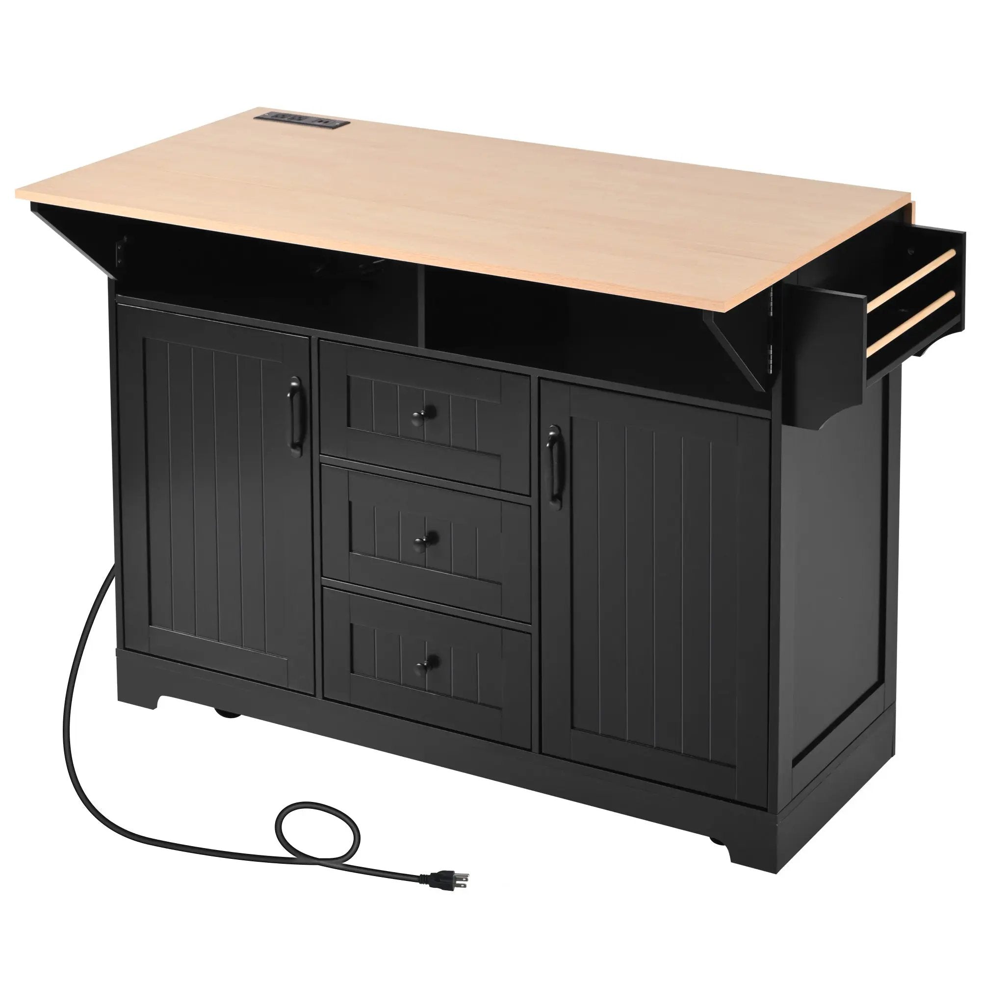 K&K 55.7'' Large Kitchen Island with 2 Drop Leaf by HouseOfZazla