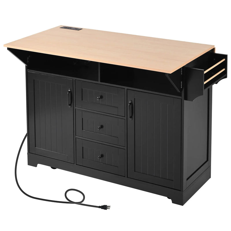 K&K 55.7'' Large Kitchen Island with 2 Drop Leaf by HouseOfZazla
