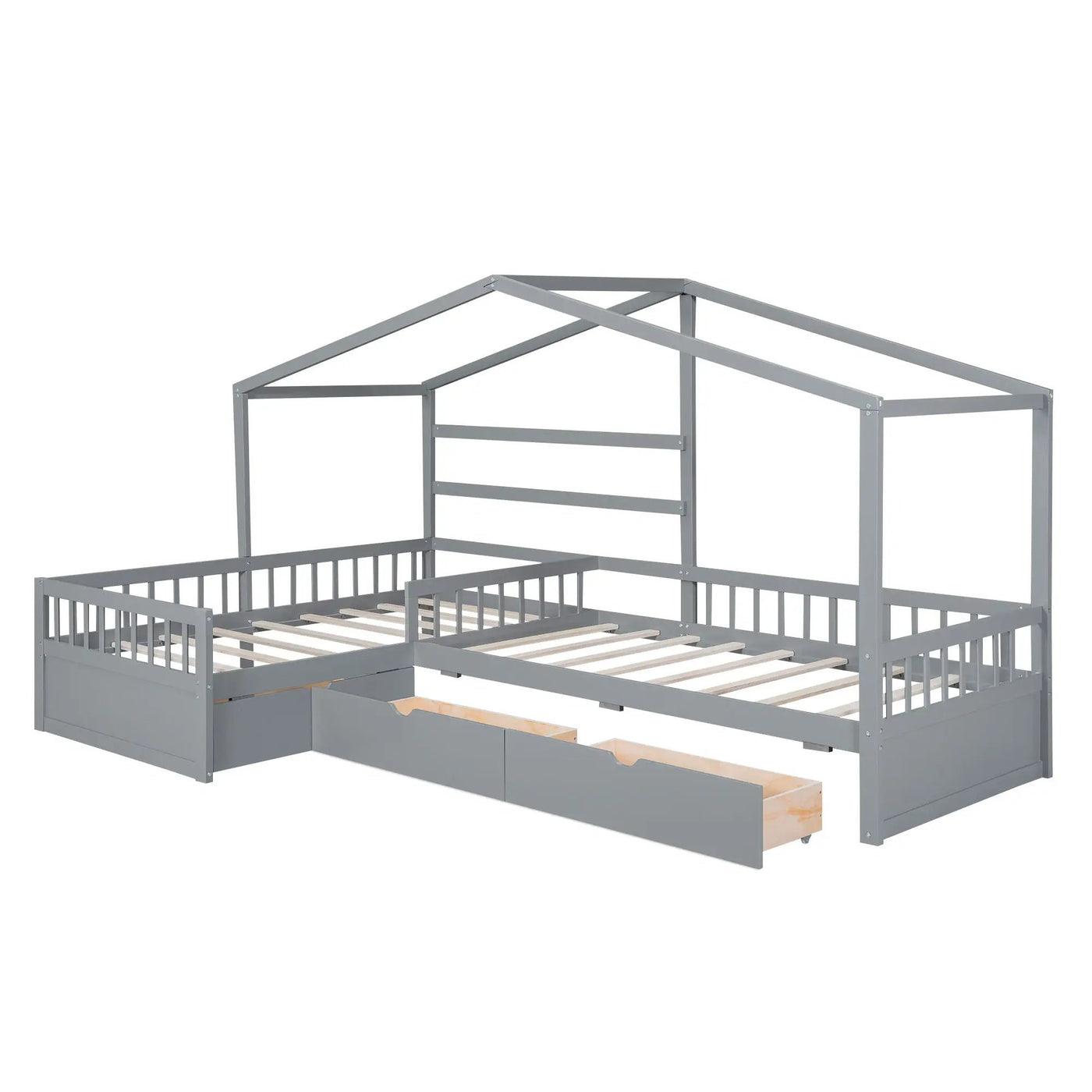 L Shape Platform Bed With 3 Storage Drawers by HouseOfZazla