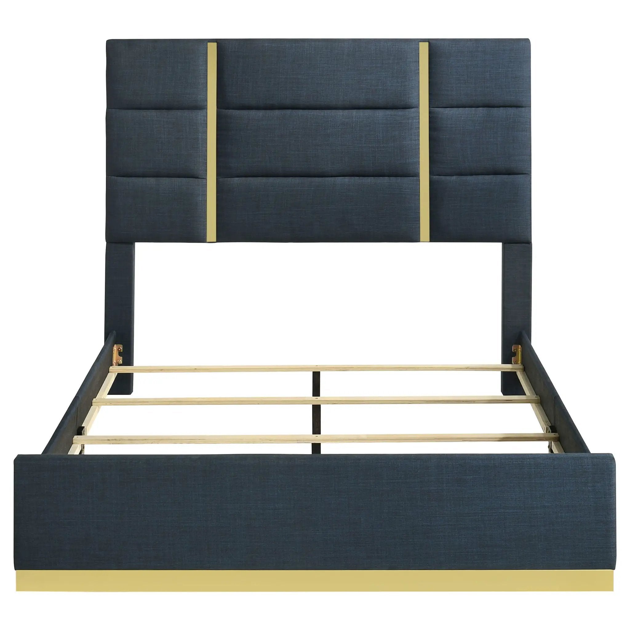 Ines 56-inch Fabric Upholstered Queen Panel Bed Navy by Unique Piece Furniture