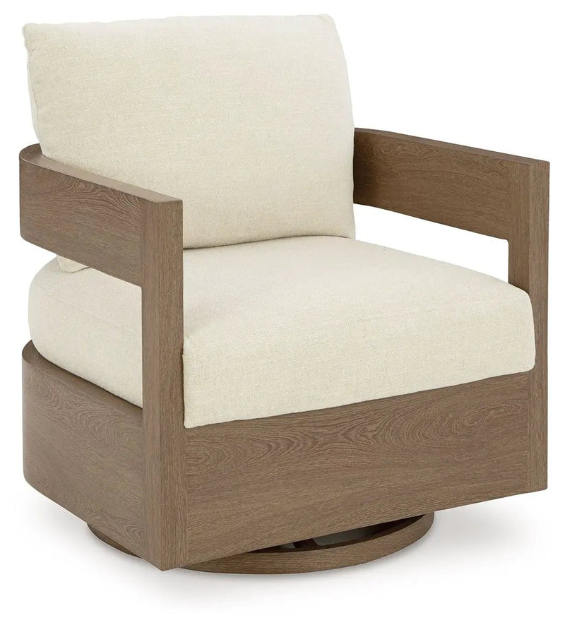 Serene Bay - Swivel Glider Chair With Cushion - Dark Brown / White by Unique Piece Furniture