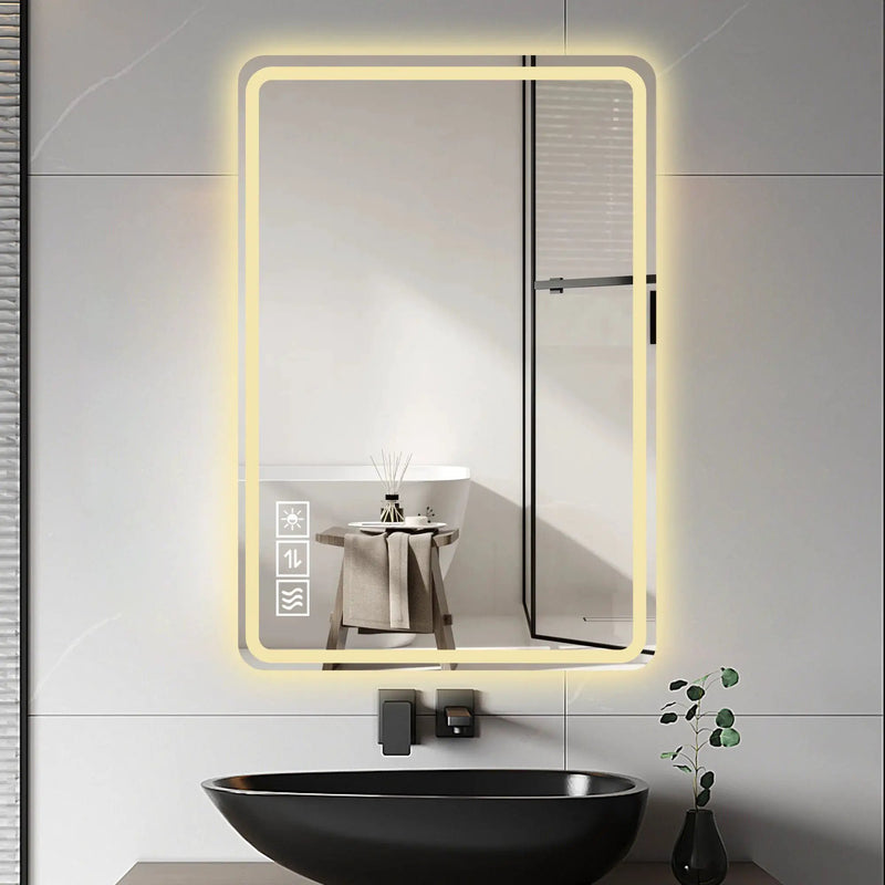 LED Bathroom Mirror Vanity Mirrors With Front Lights Wall Mounted Anti-Fog Frameless Make Up Mirror With Light Copper Free Silver Mirror Horizontal Or Vertical - Silver by Unique Piece Furniture