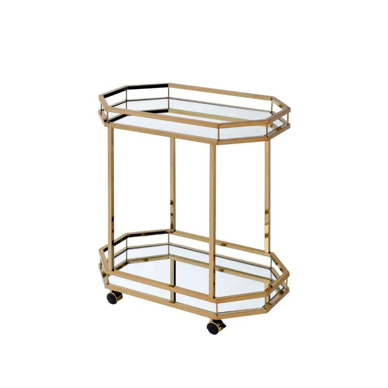 Lacole - Serving Cart - Mirrored & Champagne by Unique Piece Furniture