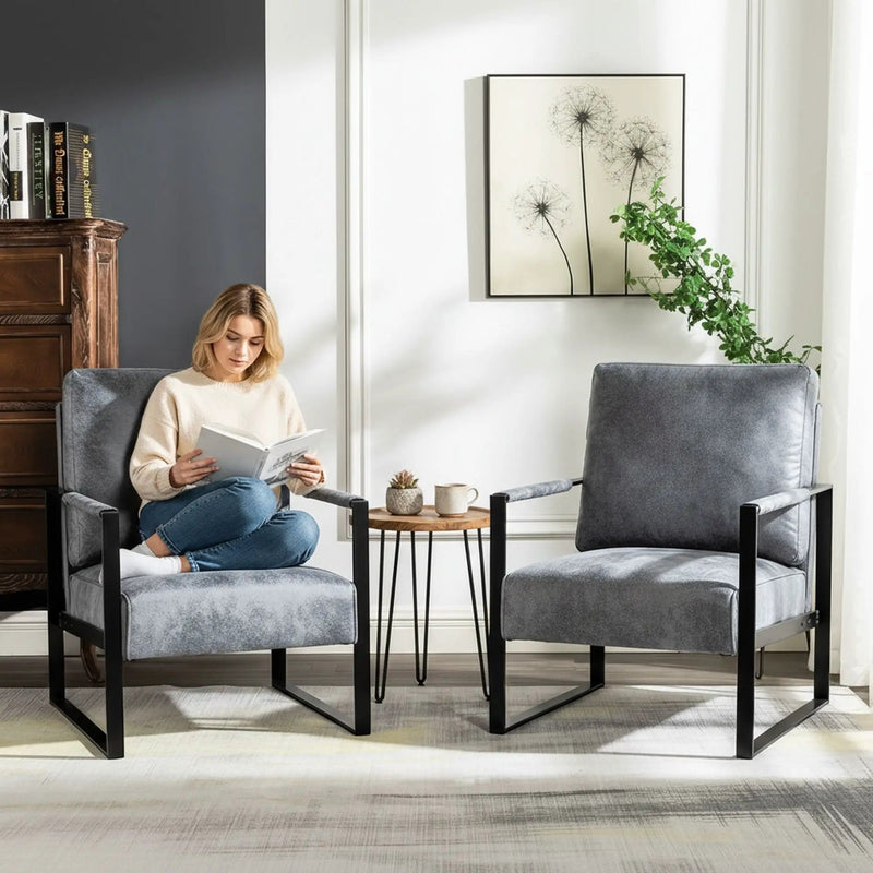 Classic Mid Century Modern Accent Chair With Durable Square Metal Frame, Armchair by Unique Piece Furniture