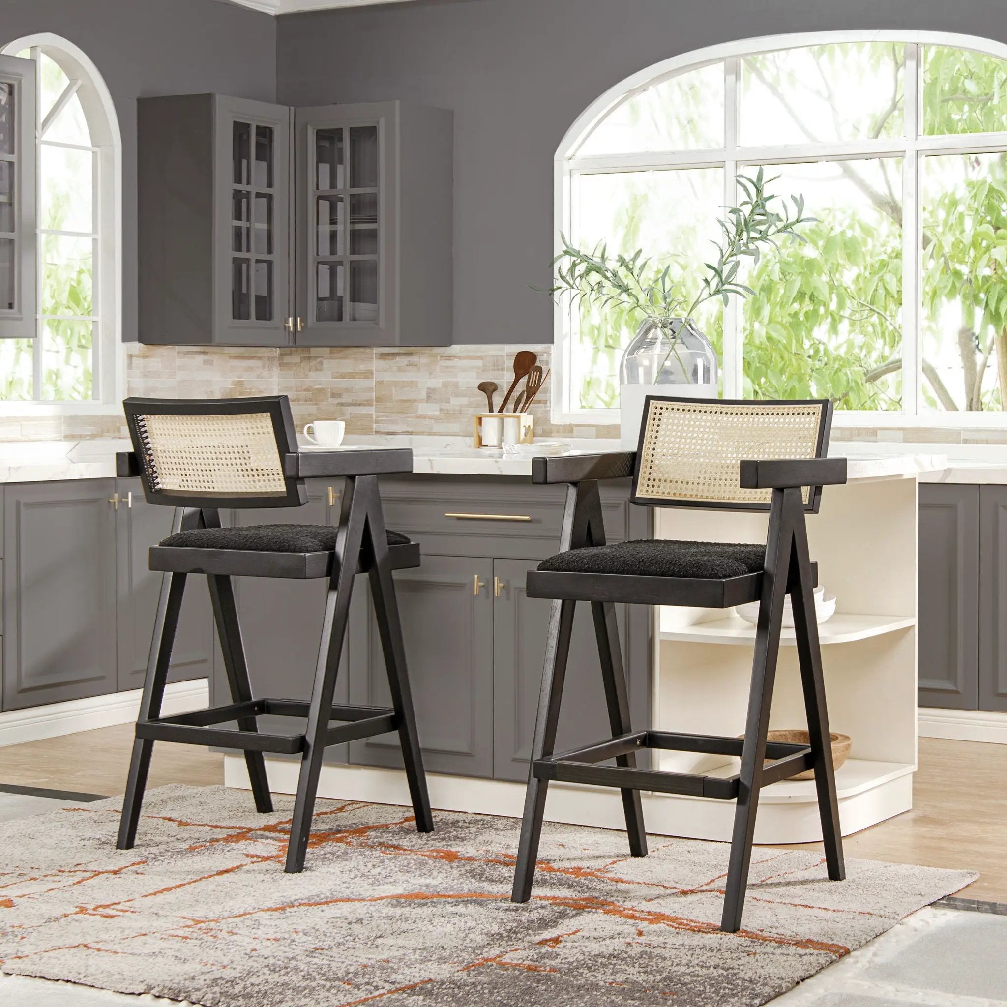 Milan - Modern Webbing Back Stool With Arms (Set of 3) by HouseOfZazla