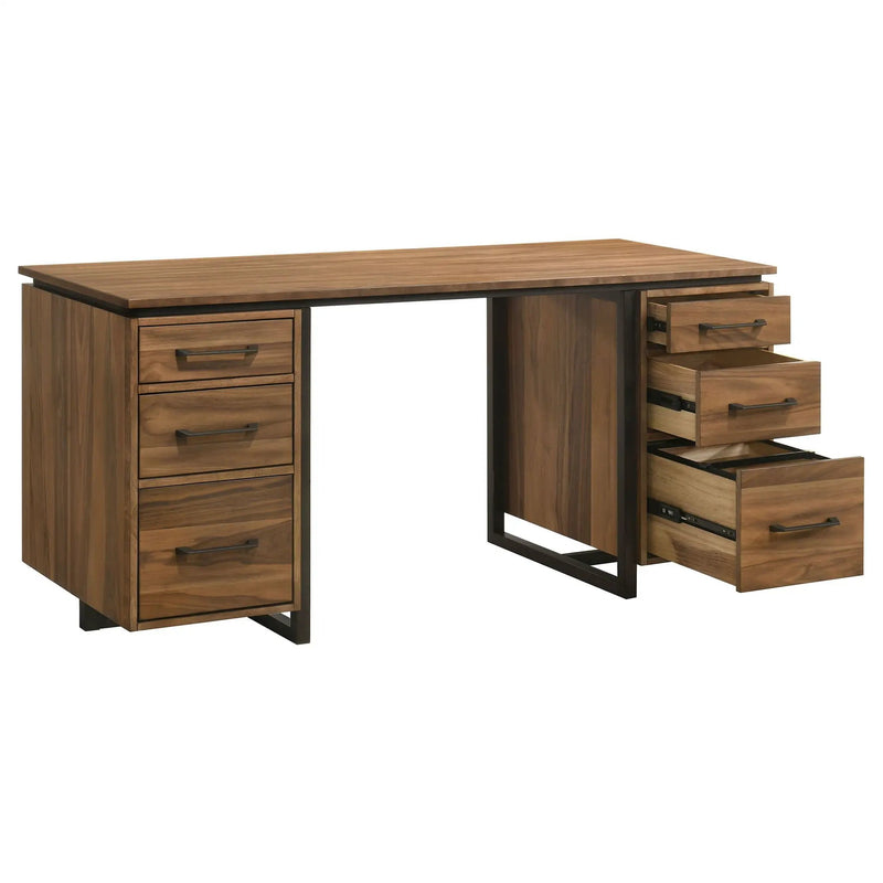 Berhalter 6-Drawer Double Pedestal File Computer Desk by Unique Piece Furniture