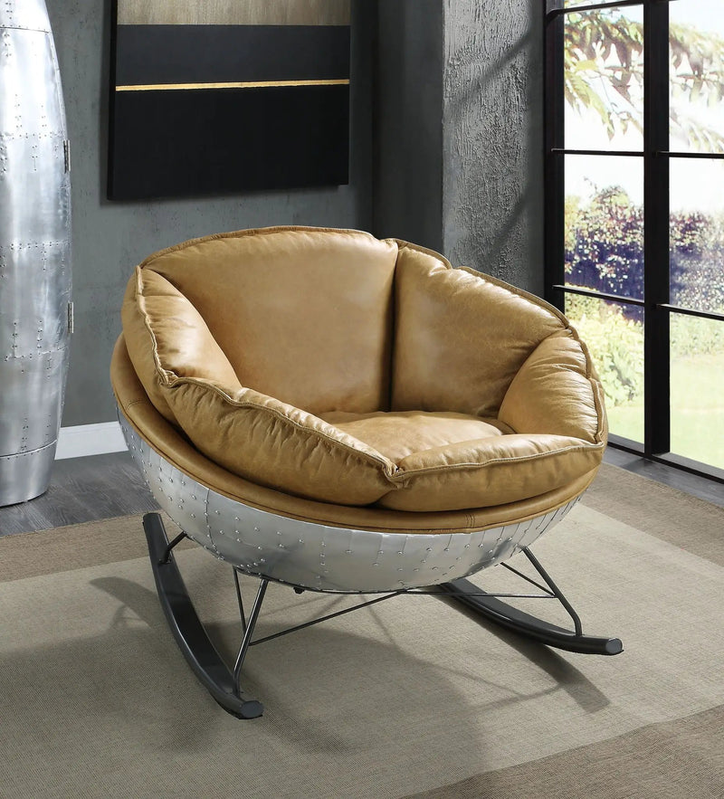 Pippin - Top Grain Leather Rocking Chair - Morocco by HouseOfZazla