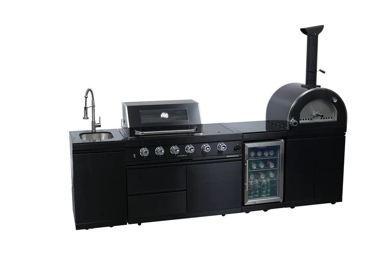 Black 112-Inch Double Stainless Steel Gas Outdoor Kitchen Grill by HouseOfZazla