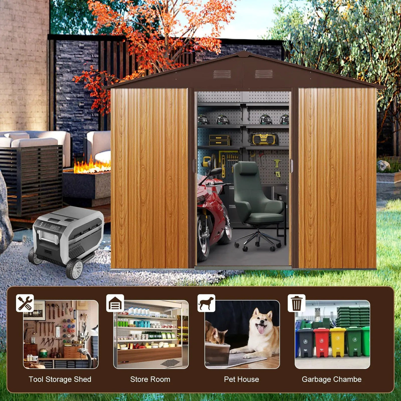 Outdoor Metal Storage Shed With Floor Base by HouseOfZazla