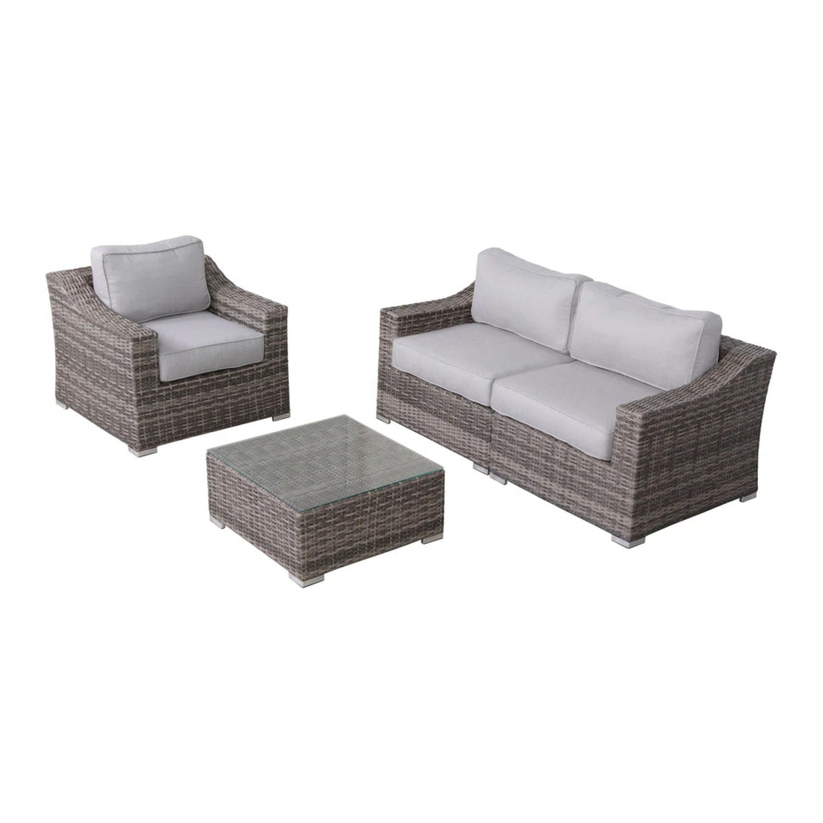 All-Weather Wicker Conversation Set with Cushions - Light Brown, Dark Gray, or Dark Brown, photo 8 of 40