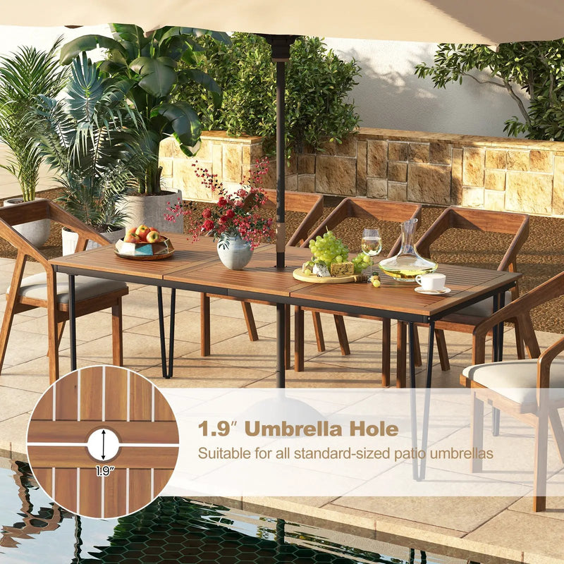 79 Inch 8-Person Outdoor Dining Table with 1.9 Inch Umbrella Hole by DirectDeals