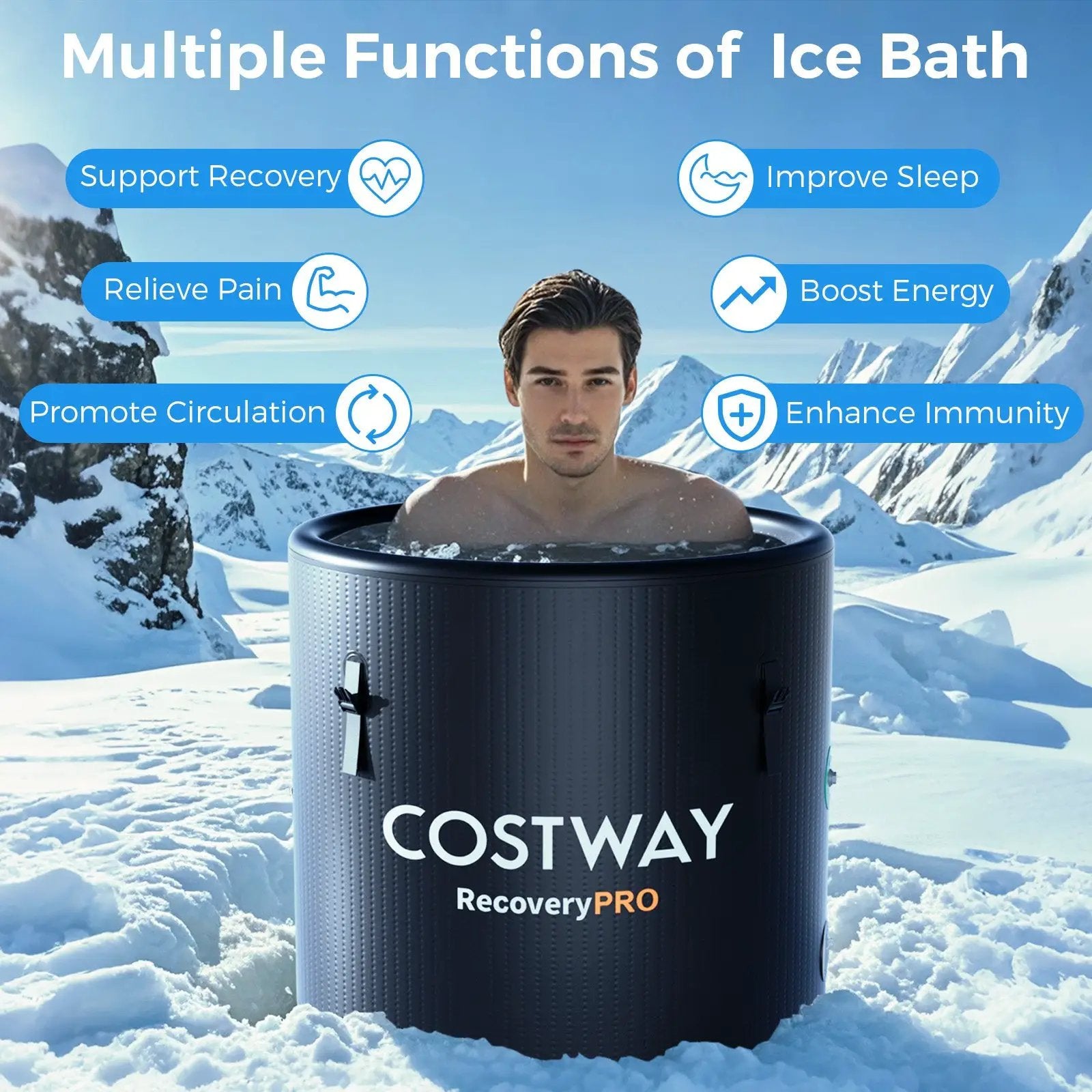 79 Gal Water Chiller Compatible Cold Plunge Tub with Cover-Black by DirectDeals