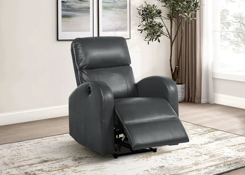 Grant Upholstered Power Recliner Chair Grey by Unique Piece Furniture