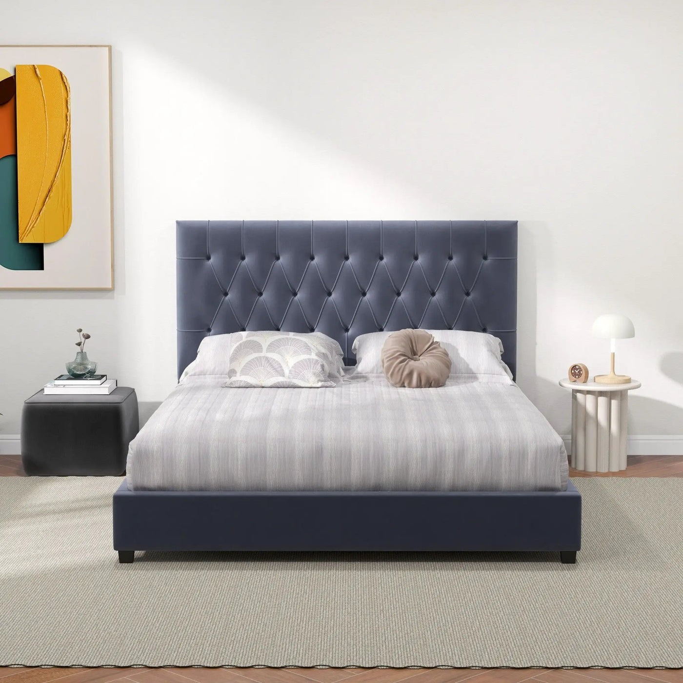 Donald - Mid-Century Modern Upholstered Platform Bed by HouseOfZazla