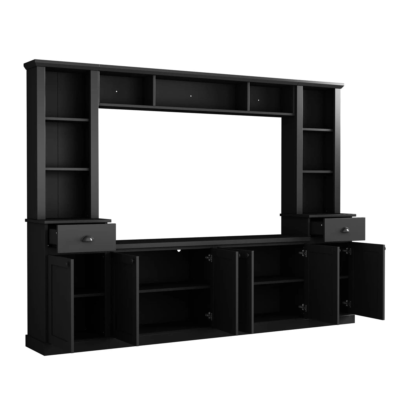 Minimalist Entertainment Wall Unit Set With Bridge For TVs Up To 75" by HouseOfZazla