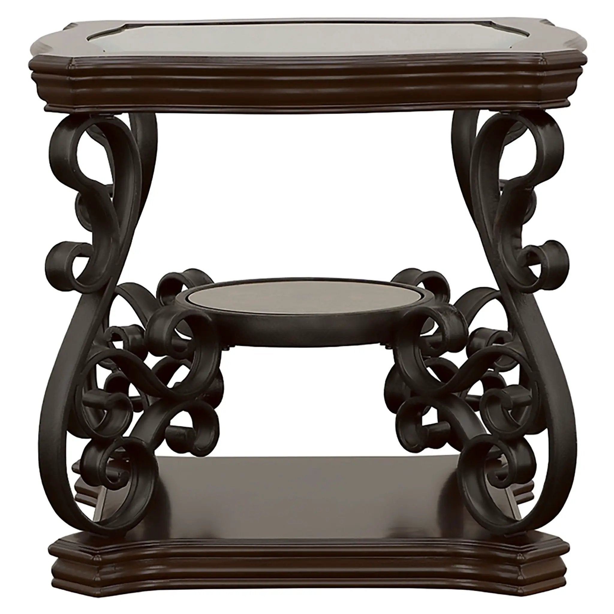 Laney 1-shelf Glass Top Rectangular End Table Deep Merlot by Unique Piece Furniture