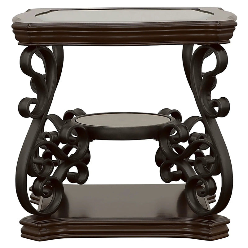 Laney 1-shelf Glass Top Rectangular End Table Deep Merlot by Unique Piece Furniture
