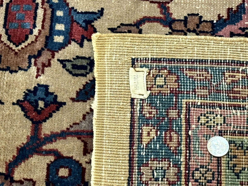 Antique Persian Rug 10x15, Camel and Cyan, Allover Pattern, Rare, Samarkand Rug by Jewel Rugs