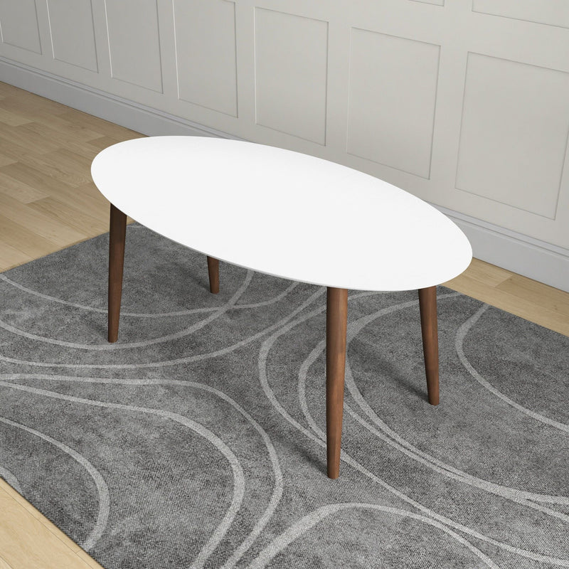 Mid-Century Modern Oval Dining Table with Solid Wood Construction - White, photo 8 of 16