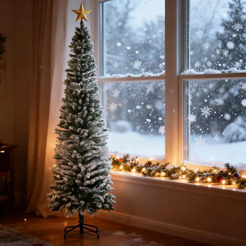Flocked Christmas Tree with Faux Snow and Dense Branches by HouseOfZazla