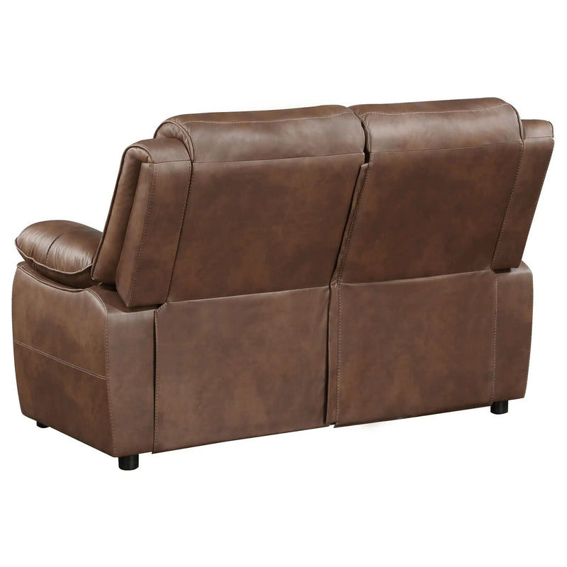 Ellington Upholstered Padded Arm Loveseat Dark Brown by Unique Piece Furniture