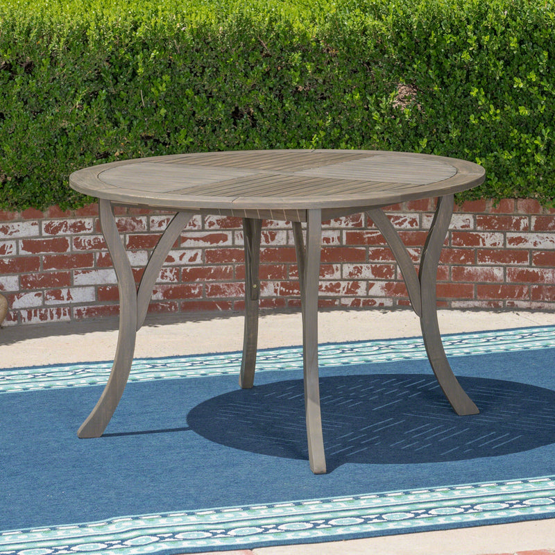 Outdoor Acacia Wood Round Dining Table with Curved Legs by HouseOfZazla